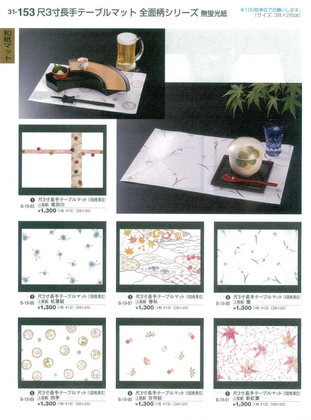 食器 尺３寸長手テーブルマット 全面柄シリーズPlace Mats 割烹漆器３１－153ページ