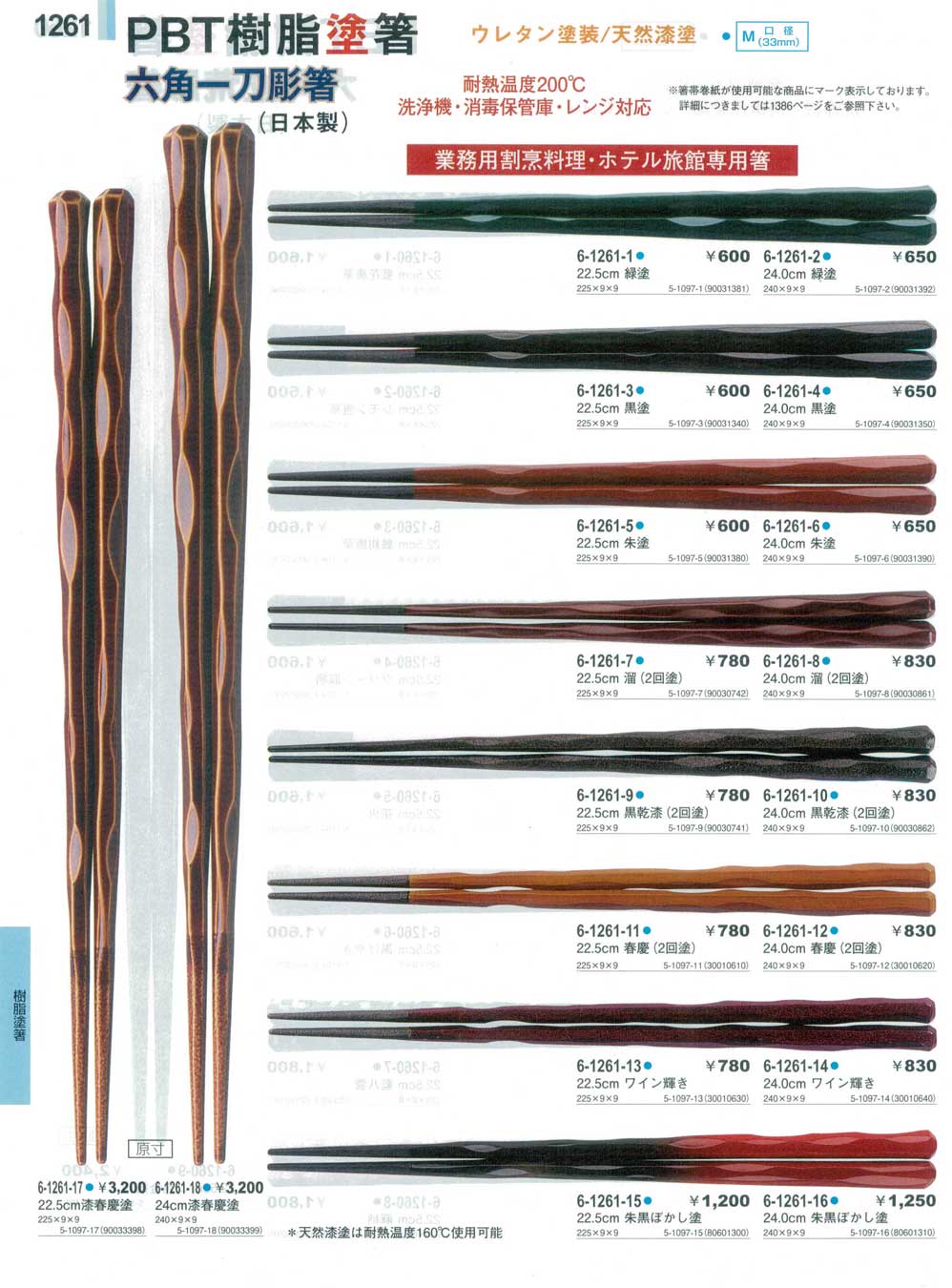 食器 PBT樹脂塗箸六角一刀彫箸Chopsticks やすらぎ３１－1261ページ