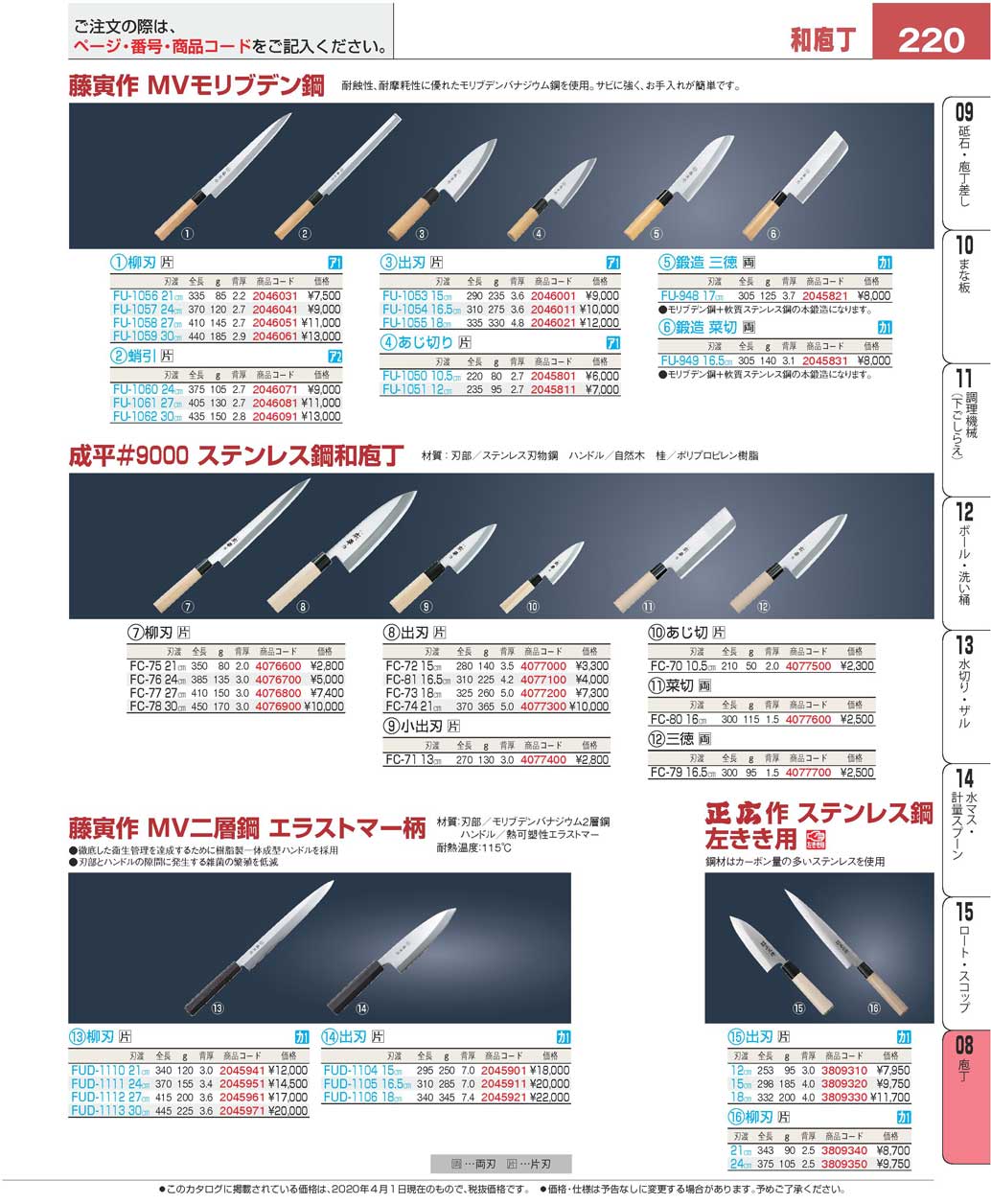 藤寅ＭｏＶ二層鋼 エラストマー柄 和庖丁 出刃 18cm ＦＵＤ－1106 9