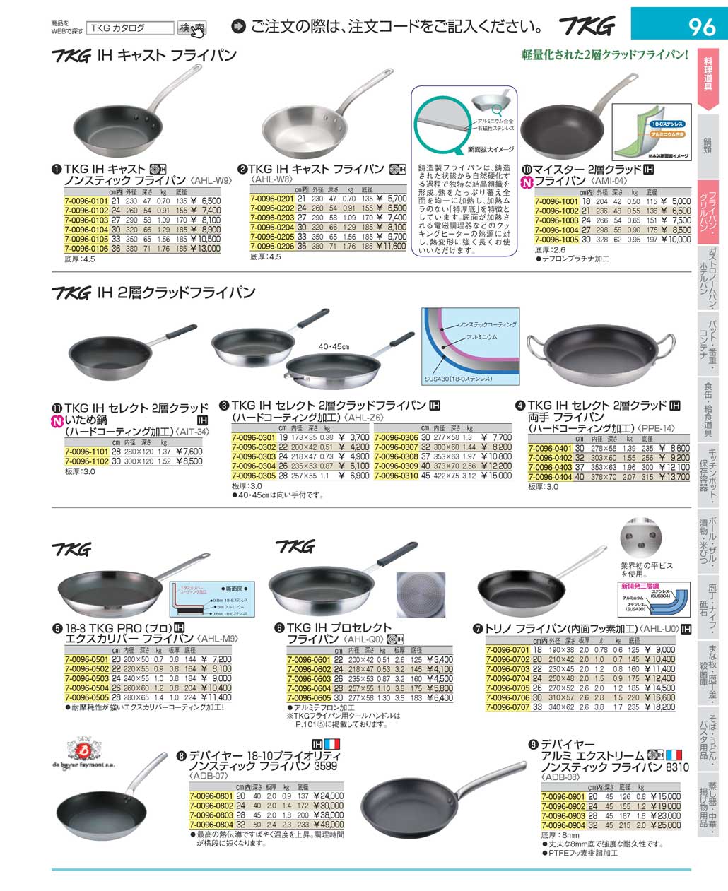 8-0094-0302)AMI0402(90)マイスター２層クラッド フライパン２１ｃｍ（商品番号7-0096-1002）