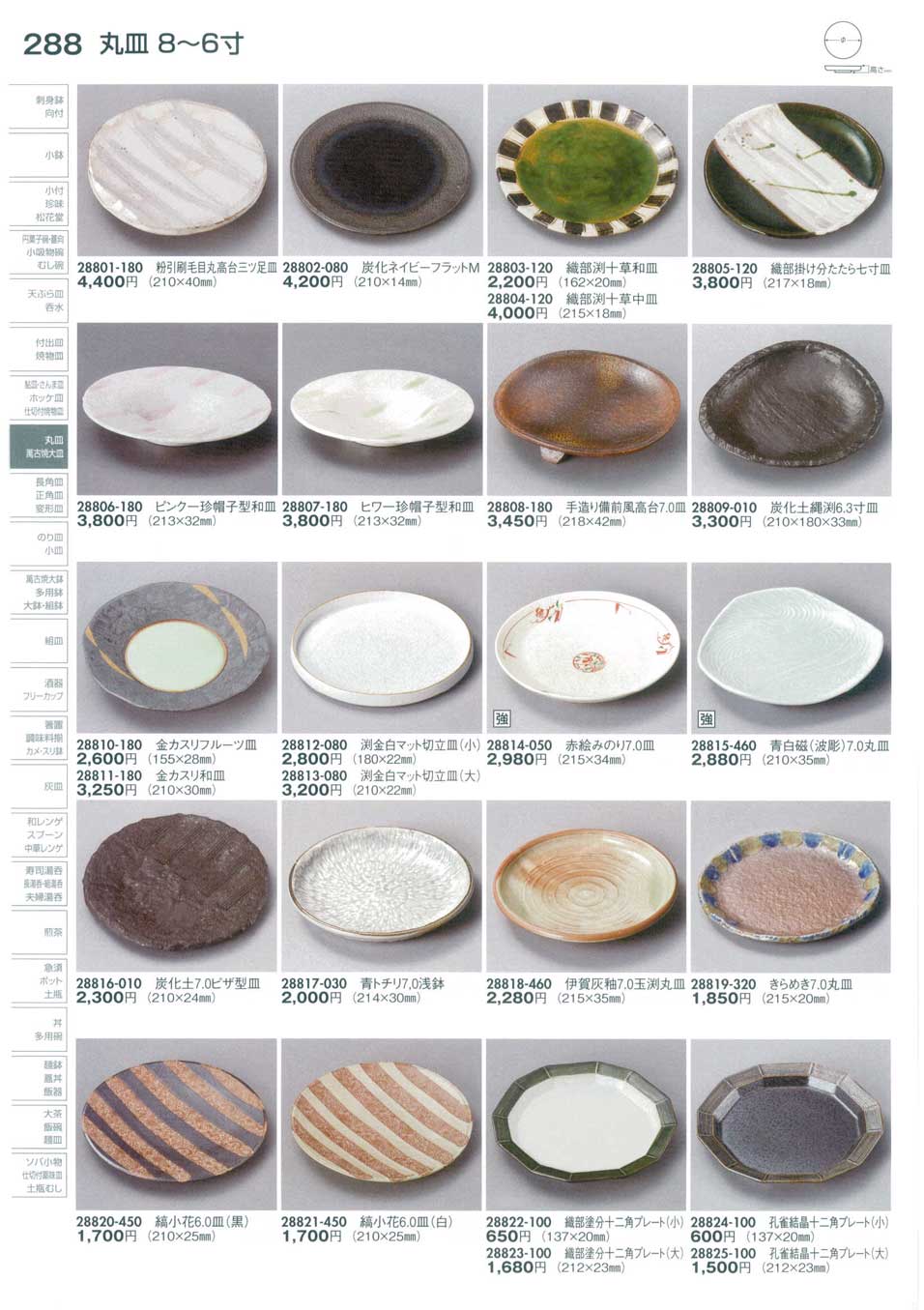 食器 丸皿（８から６寸）Round Plate (Medium) 陶里３０－288ページ