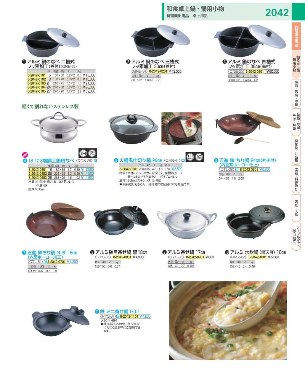 食器 和食卓上鍋・鍋用小物・アルミ鍋：Japanese Tabletop Pots