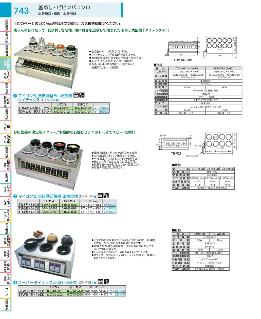 スーパータイテックス （３合から５合炊） ＳＴＷＳ-６型 都市ガス-