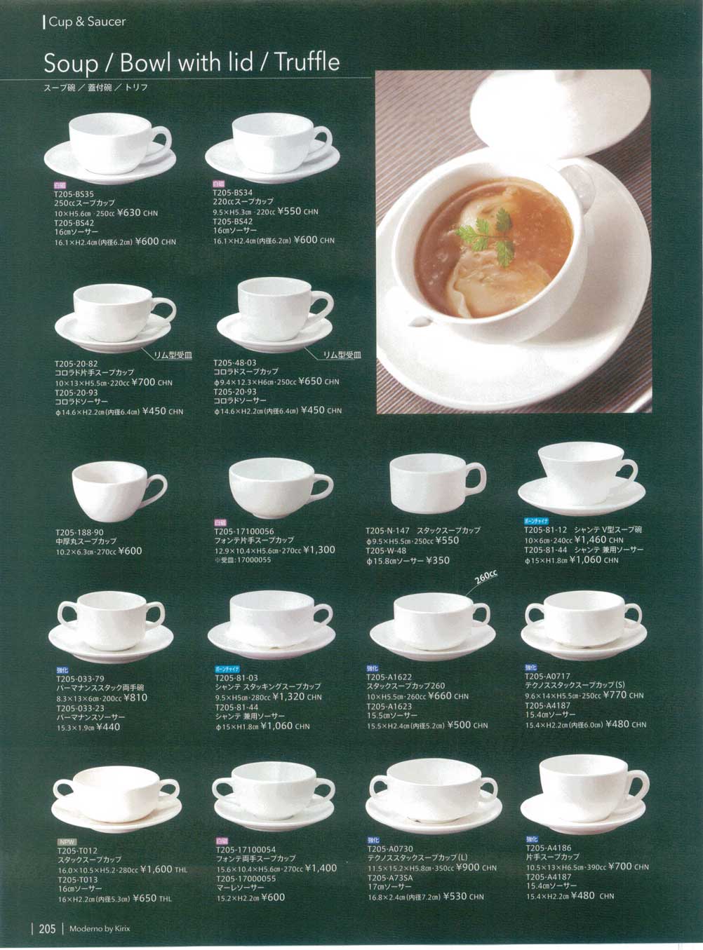食器 スープ碗・蓋付碗・トリフCup and Saucer / Soup, Bowl with lid, Triffle  ＭＯＤＥＲＮＯ１２－205ページ
