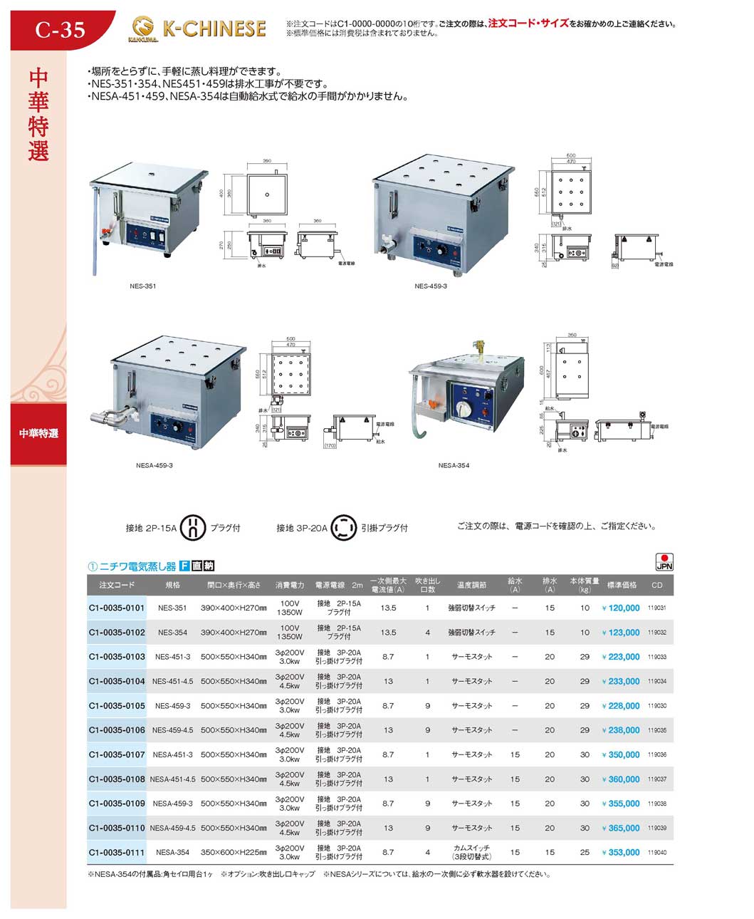 ニチワ電気蒸し器ＮＥＳＡ-４５９-４．５(130)（商品番号C1-0035-0110）