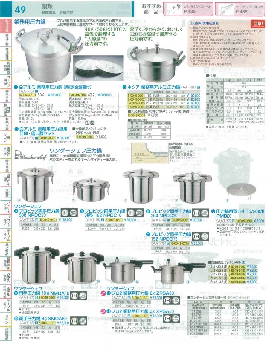 9-0049-0304)AAT01024(120)ホクア 業務用アルミ圧力鍋２４Ｌ（商品番号