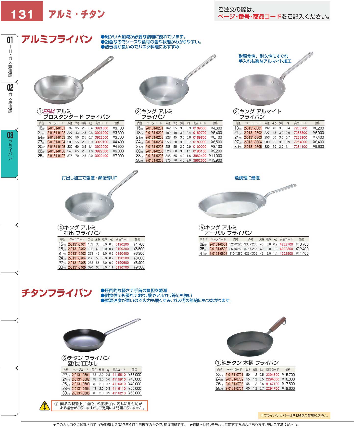 食器 フライパン／アルミ・チタンFrying pans プロフェッショナル