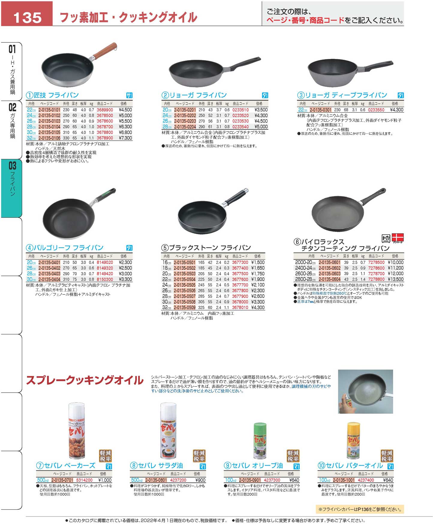 リョーガ フライパン ２０cm(130)（商品番号2-0135-0201）