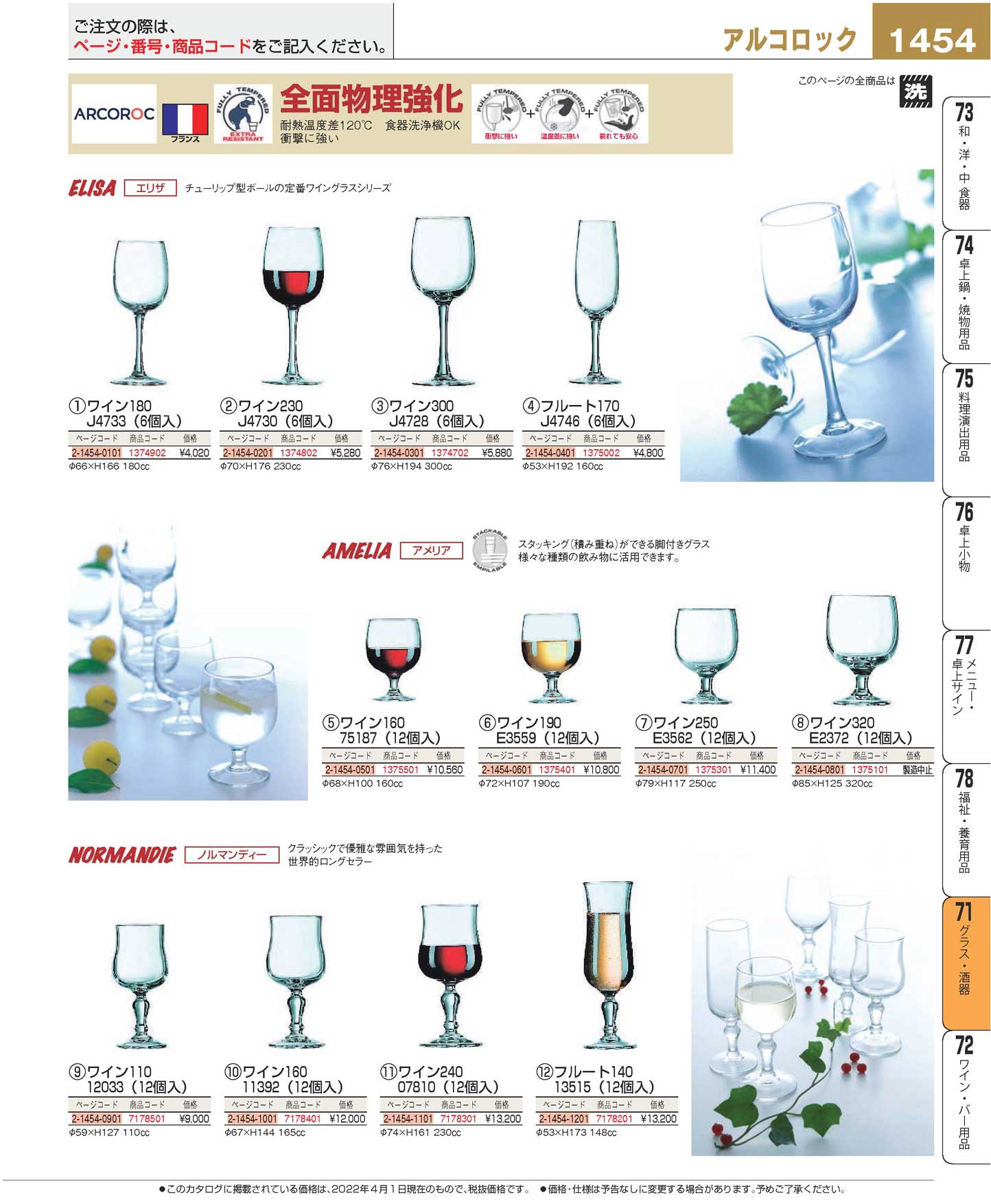 食器 グラス・酒器／アルコロックGlasses/Arcoroc プロフェッショナルベストコレクション２２ ＥＢＭ－1454ページ