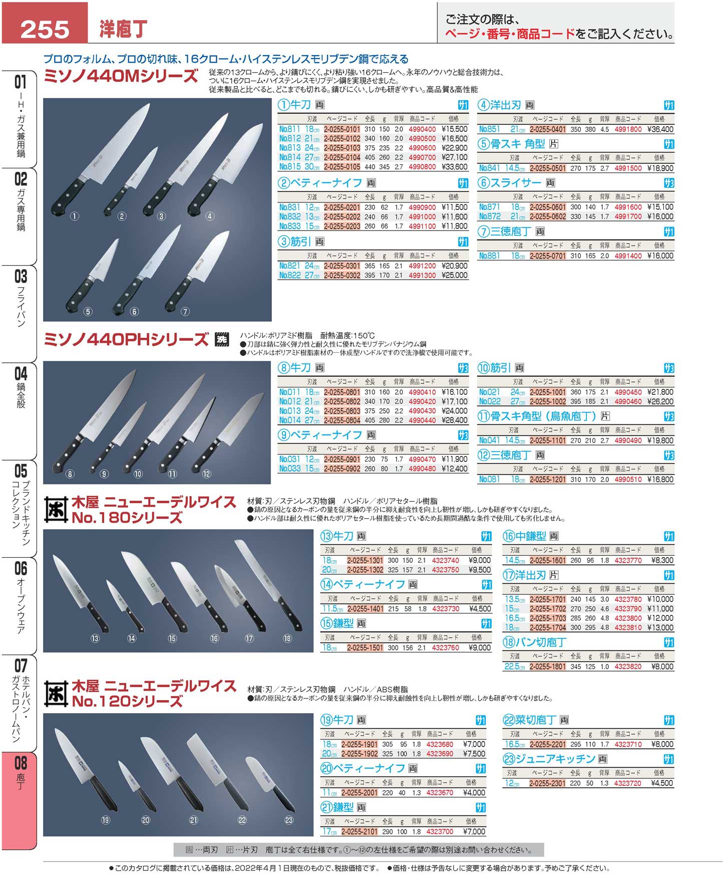 食器 庖丁／洋庖丁Kitchen Knife プロフェッショナルベスト