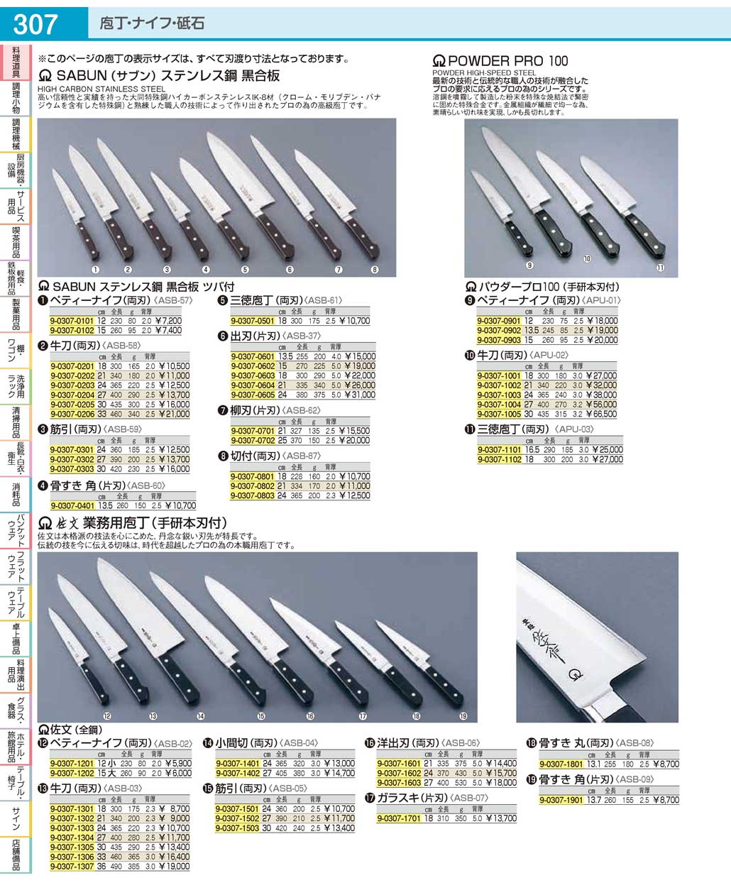 APU02027(90)ＳＡパウダープロ１００ 牛刀２７ｃｍ（商品番号9-0307-1004）