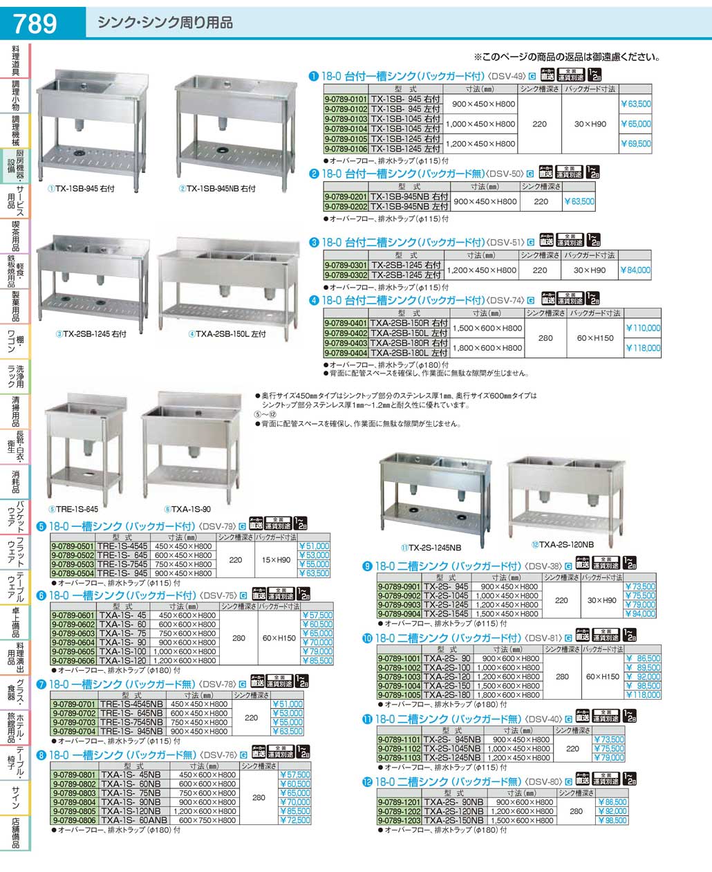 食器 シンクSink ＴＫＧ１９－１ 遠藤商事－789ページ