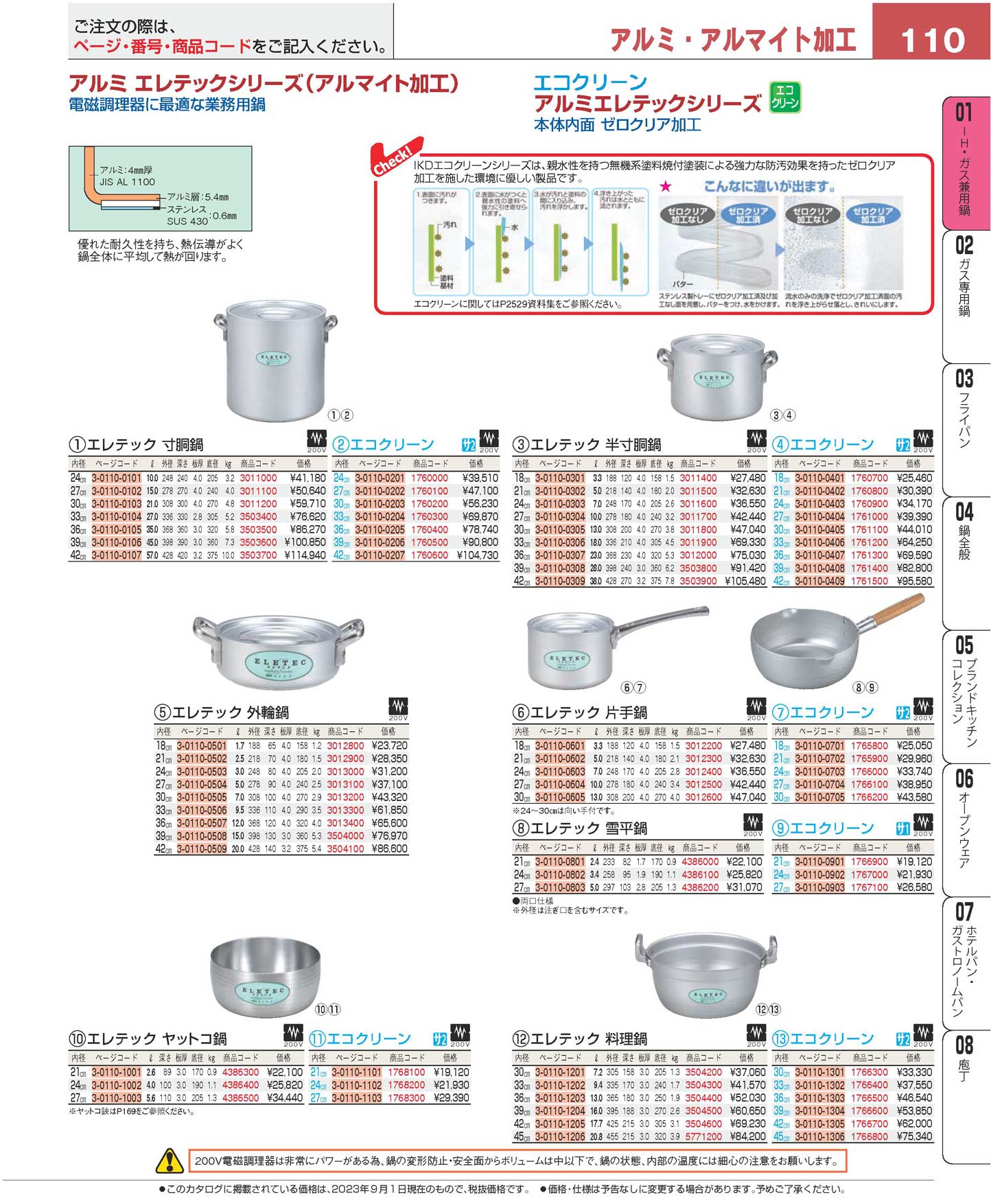 食器 ＩＨ・ガス兼用鍋／アルミ・アルマイト加工Pots and pans