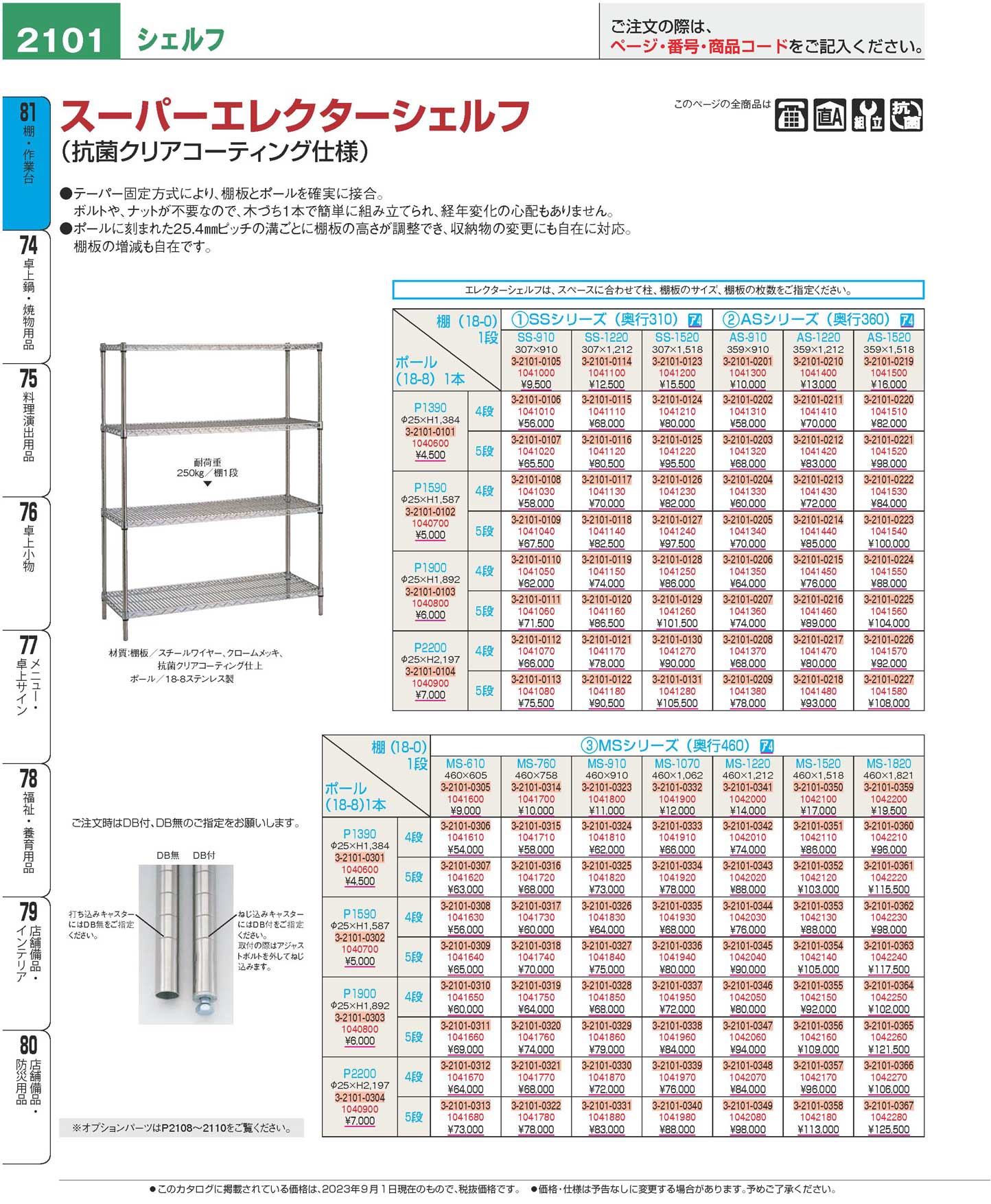 エレクター スーパー・ソリッドタイプシェルフ用柱 Ｐ１５９０(100