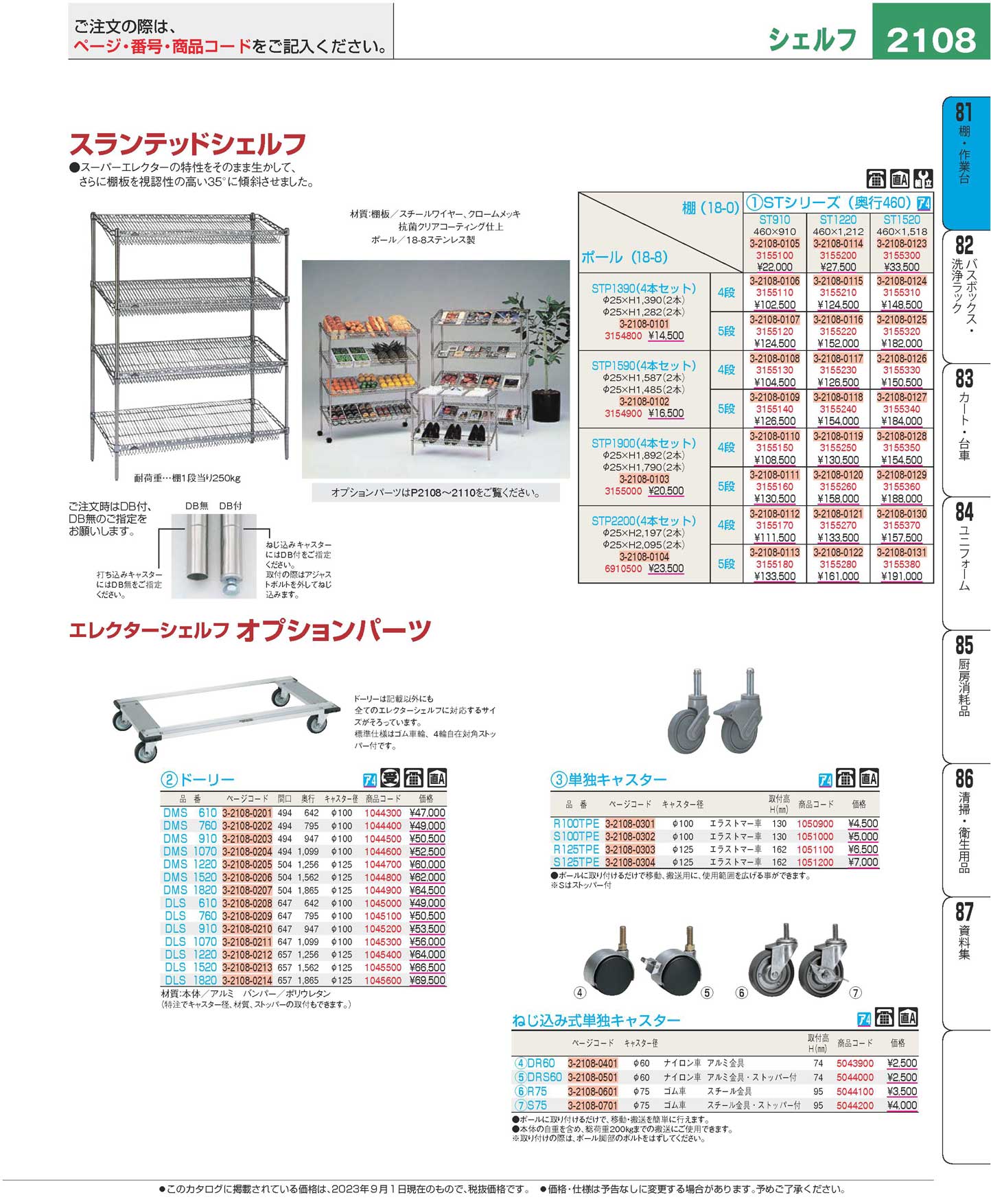 エレクター スランテッドシェルフ ５段 ＳＴＰ１５９０×ＳＴ１２２０