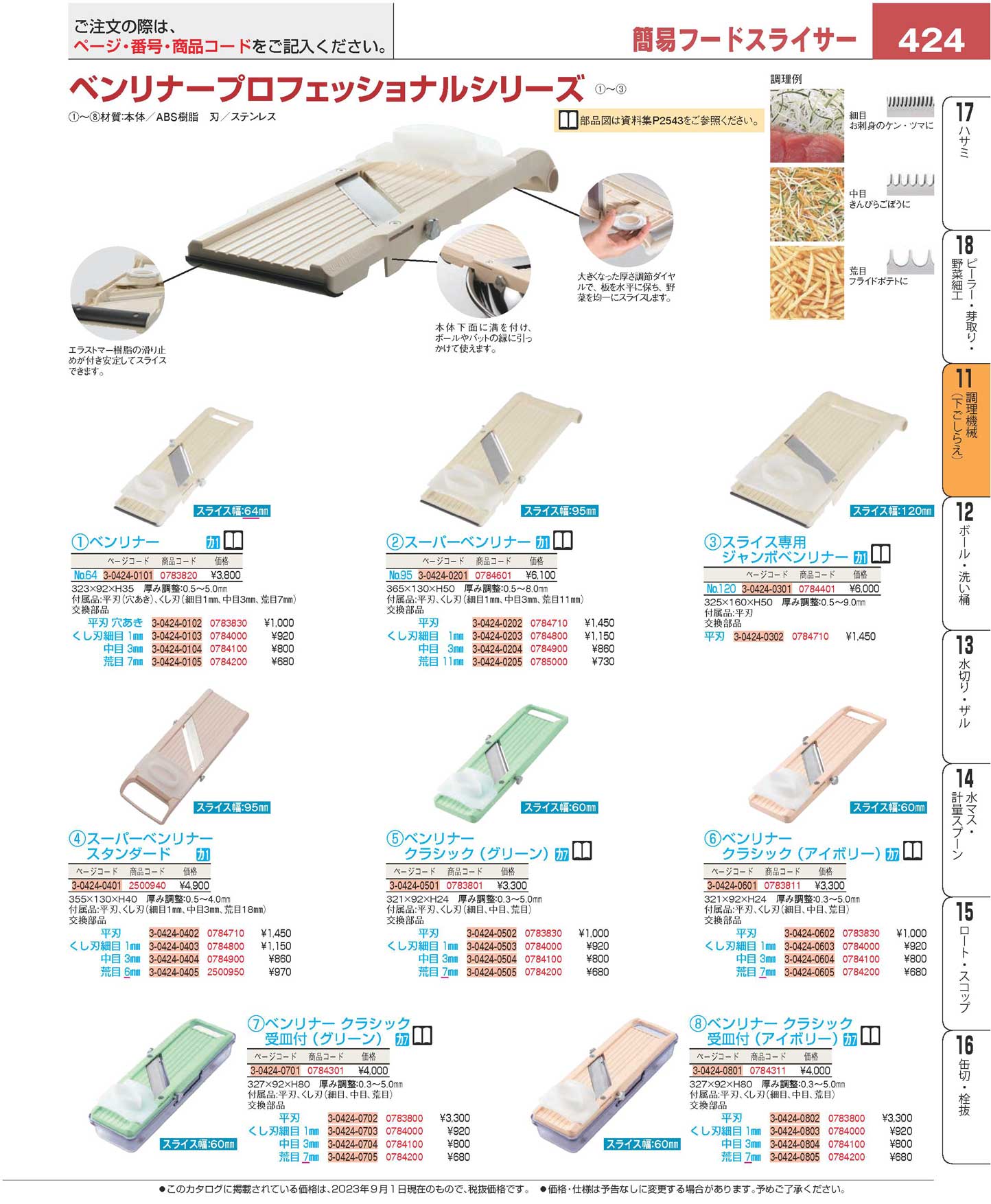 ベンリナー・受皿付兼用部品 替刃くし刃（中目３mm）(110)（商品番号3