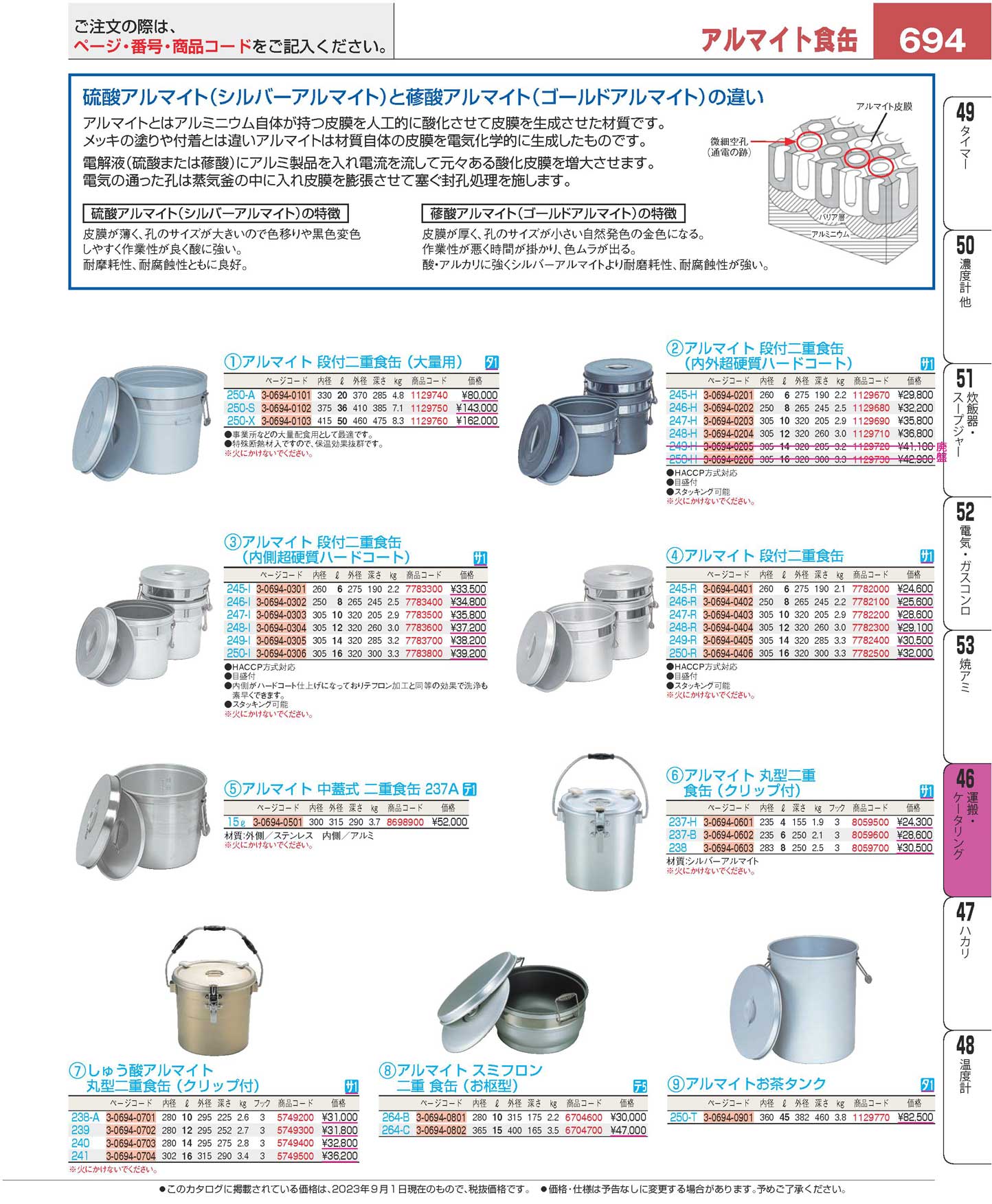 食器 運搬・ケータリング／アルマイト食缶Food containers (For