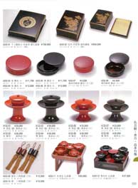 仏具膳・香合・高茶台・風鎮Set of Buddhist Dishes/Incense Containers/High Tea Tables/Hanging-scroll Weights