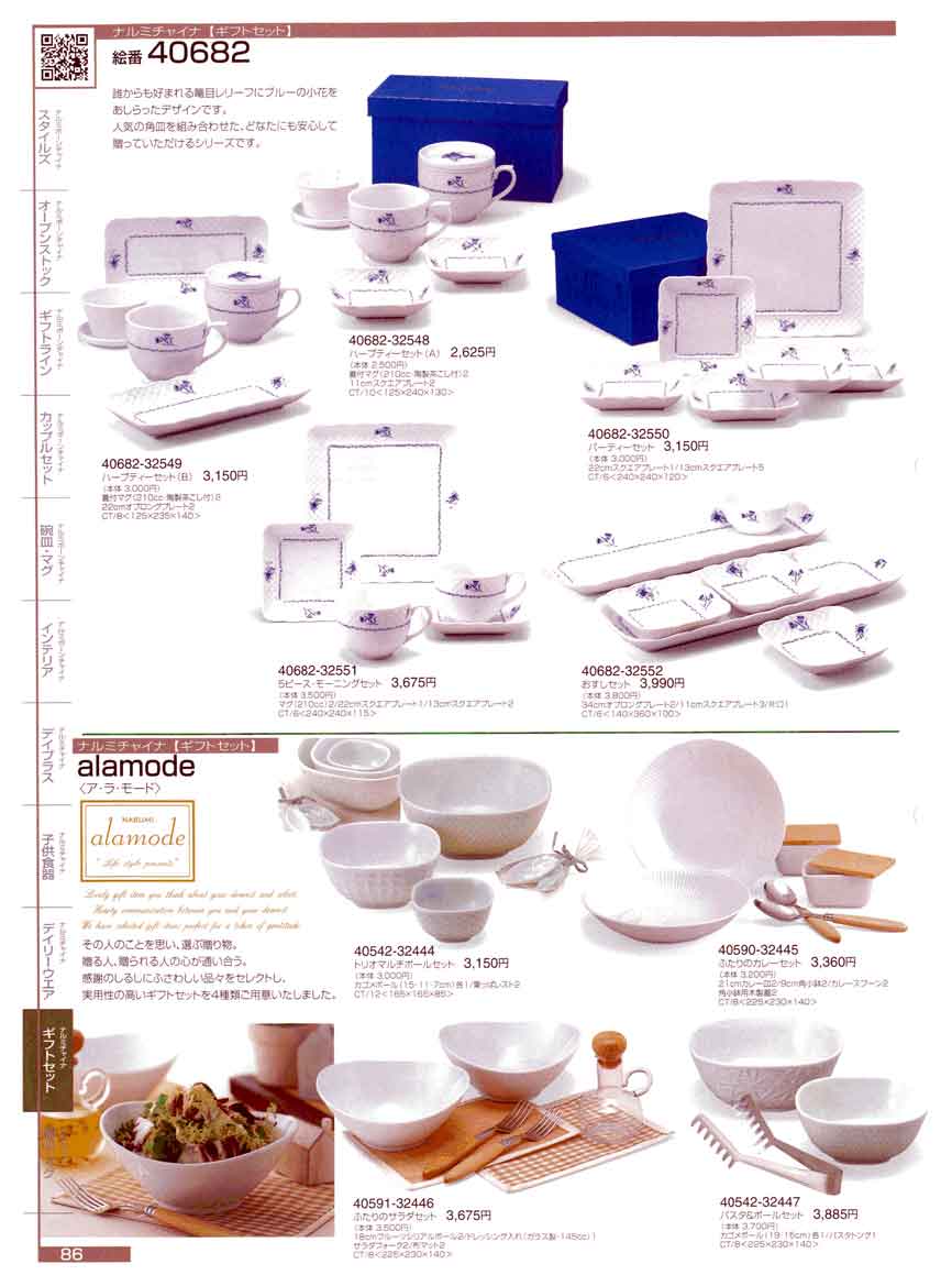 食器 ギフトセットアラモード2006年ナルミ総合カタログ