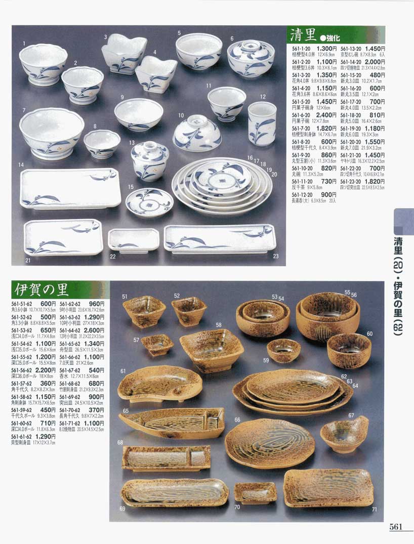 食器 和食器オープン清里（強化）・伊賀の里うつわ11－561ページ