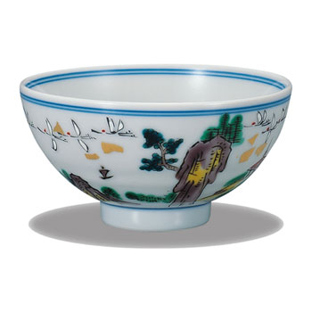 飯碗 金箔群鶴山水