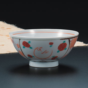飯碗 赤絵鳥文