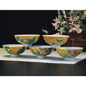 五客飯碗 吉田屋花鳥