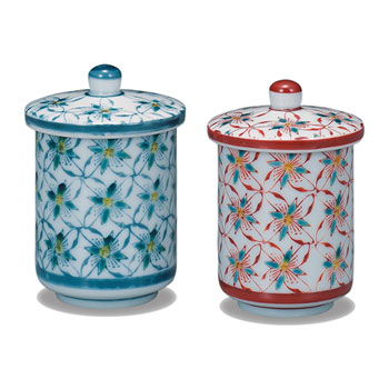 蓋付組湯呑 花文