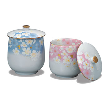 蓋付組湯呑 金箔花の舞