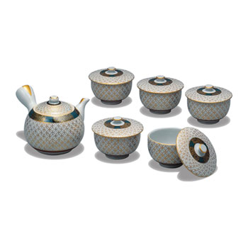 蓋付茶器 金七宝