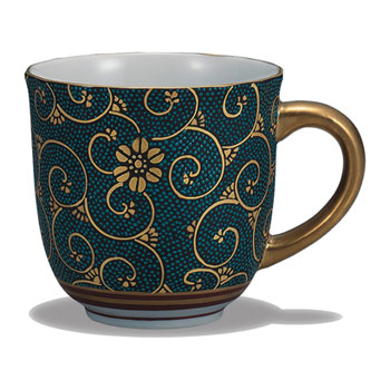 マグカップ 本金青粒唐草