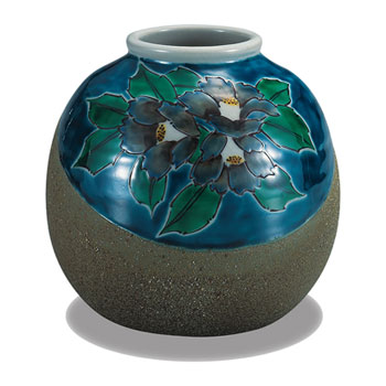 4号一輪生 紺地山茶花