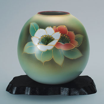 6号花瓶 山茶花 (花台付)