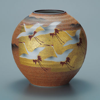 6号花瓶 金箔鶴