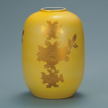 8号花瓶 釉裏金彩牡丹