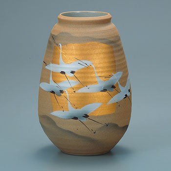 8号花瓶 金箔鶴