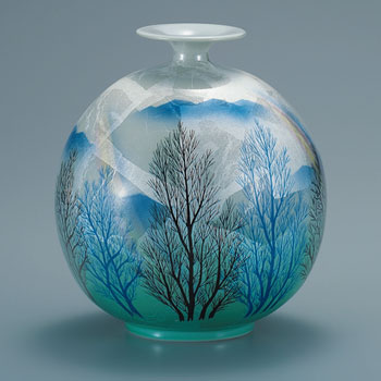 7号花瓶 銀彩木立