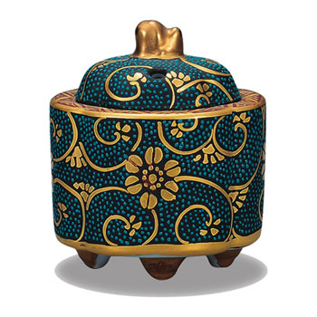 2.5号香炉 本金青粒唐草