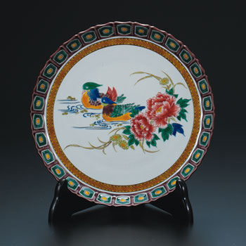 8号飾皿 古九谷おしどり