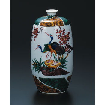 7号花器 梅に鶴