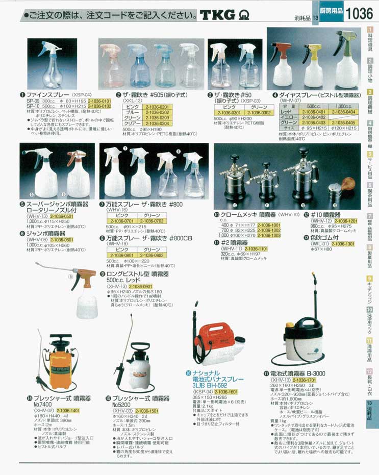 消耗品 飲食店 厨房 業務用 クロームメッキ噴霧器 防水型 中型