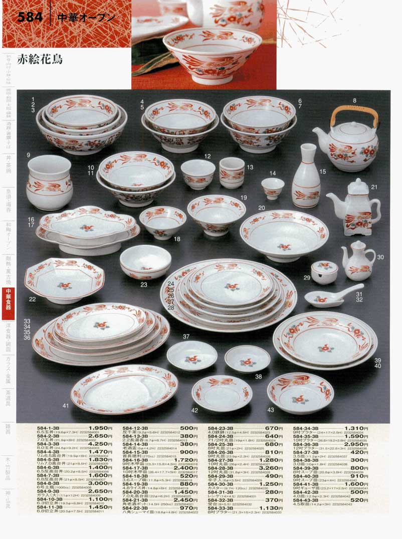 食器 中華オープン・赤絵花鳥がとう22 器の舞い－584ページ
