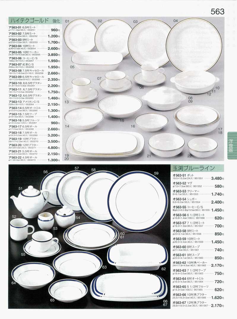 食器 ハイテクゴールド（強化）・玉渕ブルーラインときわ22－563ページ