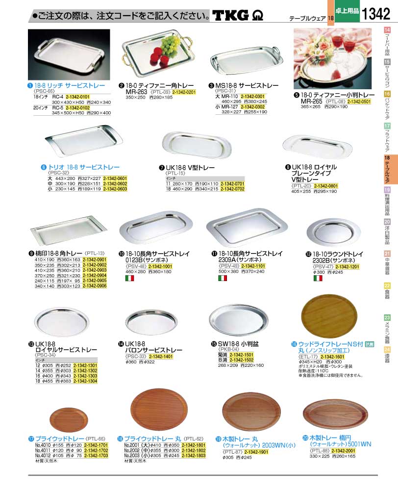 食器 サービストレー ＴＫＧ業務用総合カタログ１２－２ 遠藤商事