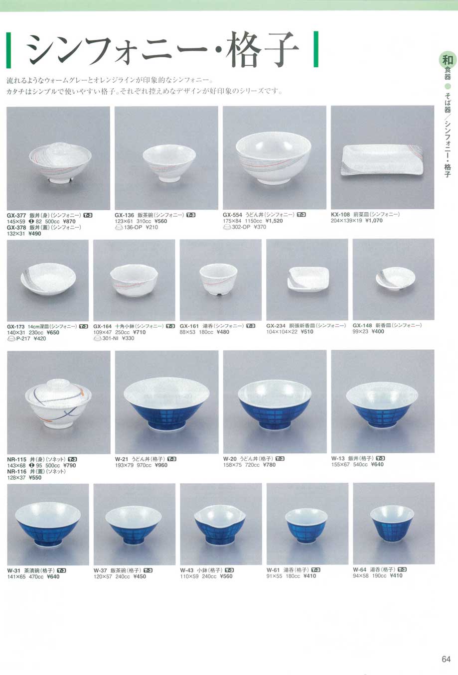 食器 シンフォニー・格子スリーラインメラミンウエア2009－64ページ