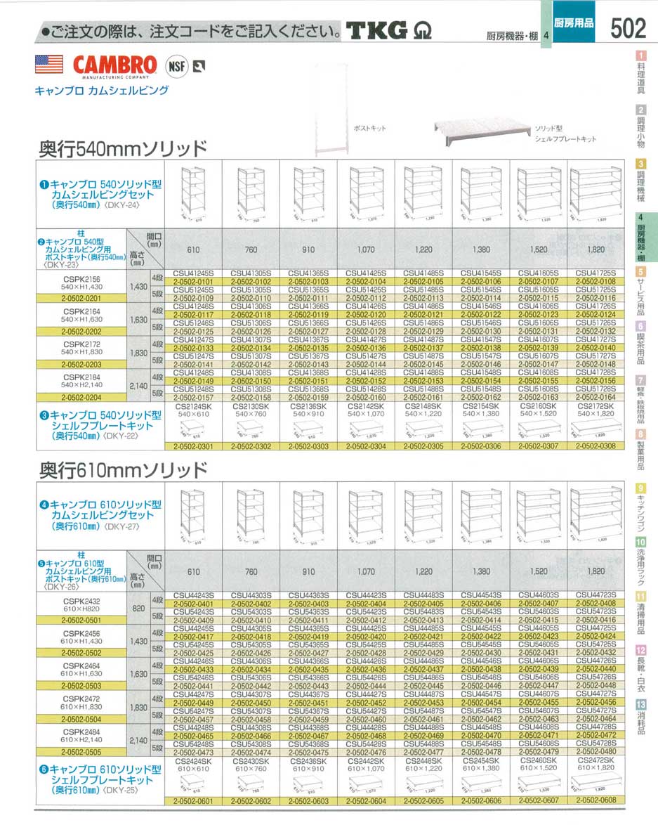 安く TKG ６１０ソリッド型 カムシェルビングセット６１× ７６