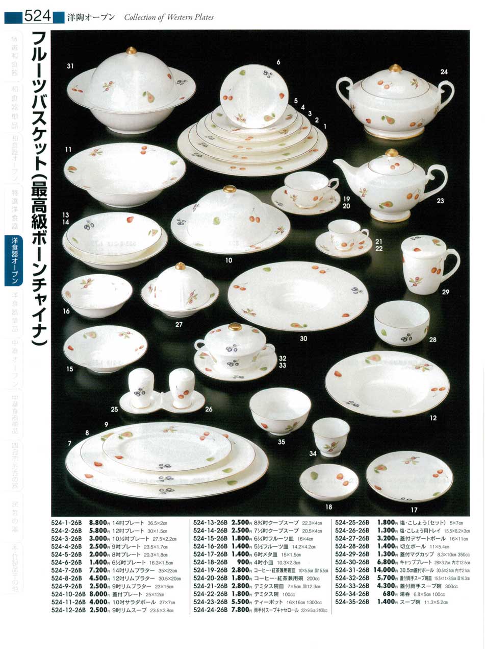 食器 フルーツバスケット（最高級ボーンチャイナ）みやびの器12－524 