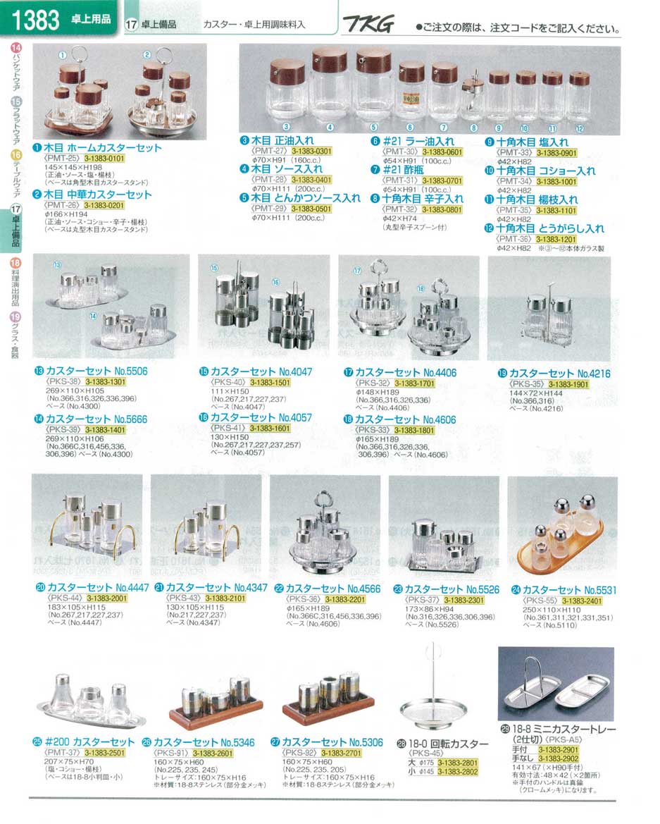食器 カスター・卓上用調味料入 ＴＫＧ業務用総合カタログ１３－１