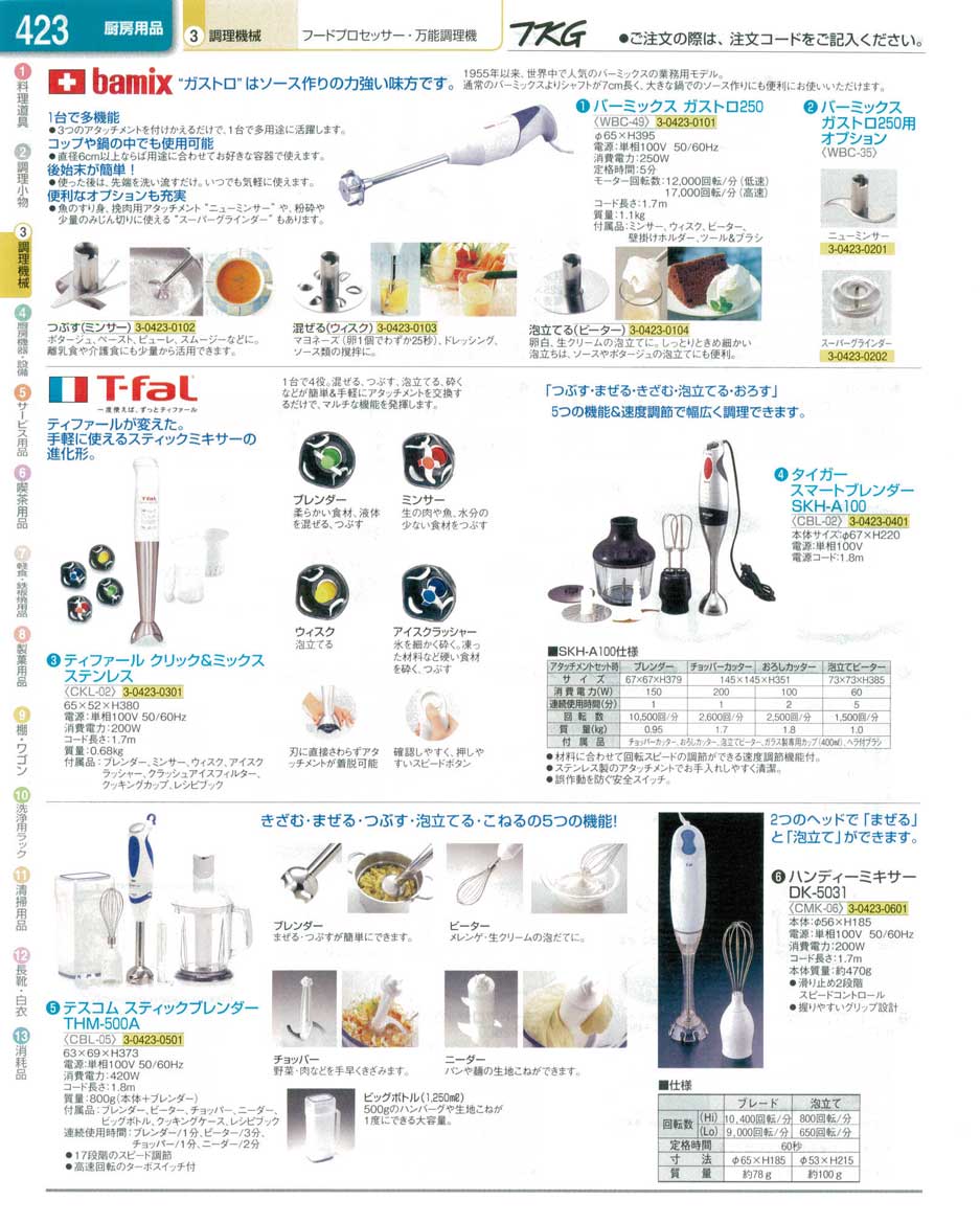 食器 フードプロセッサー ＴＫＧ業務用総合カタログ１３－１ 遠藤商事－423ページ