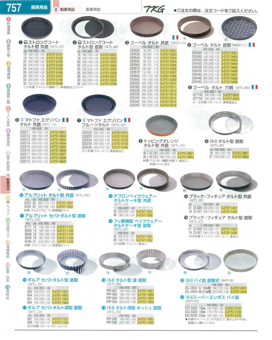 食器 タルト型 ＴＫＧ業務用総合カタログ１３－１ 遠藤商事－757ページ